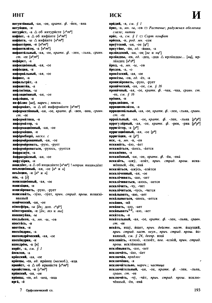 Фотокопия pdf / скан страницы 193 орфоэпического словаря под редакцией Аванесова (4 издание, 1988 год)